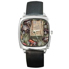 Magic Mushroom Conjure Charm Square Metal Watch by GardenOfOphir