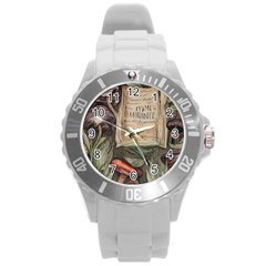 Magic Mushroom Conjure Charm Round Plastic Sport Watch (l) by GardenOfOphir