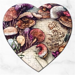 Toadstools And Charms For Necromancy And Conjuration Jigsaw Puzzle (heart) by GardenOfOphir