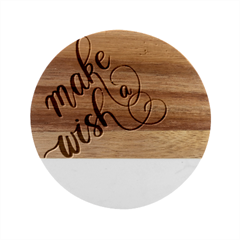 Make A Wish Marble Wood Coaster (round)