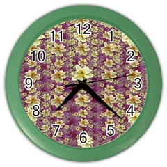 Lotus Flowers In Nature Will Always Bloom For Their Rare Beauty Color Wall Clock by pepitasart