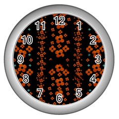 Oil Painted Bloom Brighten Up In The Night Wall Clock (silver) by pepitasart