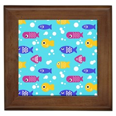 Fish Graphic Seamless Pattern Seamless Pattern Framed Tile by Ravend