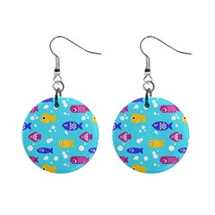 Fish Graphic Seamless Pattern Seamless Pattern Mini Button Earrings