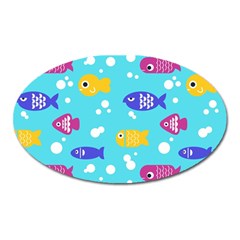 Fish Graphic Seamless Pattern Seamless Pattern Oval Magnet by Ravend