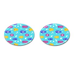 Fish Graphic Seamless Pattern Seamless Pattern Cufflinks (Oval)