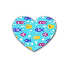 Fish Graphic Seamless Pattern Seamless Pattern Rubber Coaster (heart) by Ravend