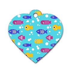 Fish Graphic Seamless Pattern Seamless Pattern Dog Tag Heart (One Side)