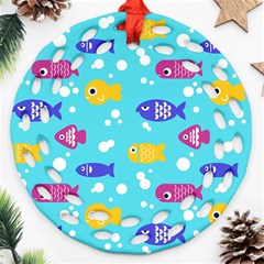 Fish Graphic Seamless Pattern Seamless Pattern Ornament (round Filigree) by Ravend