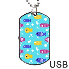 Fish Graphic Seamless Pattern Seamless Pattern Dog Tag Usb Flash (one Side) by Ravend