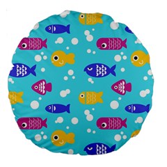 Fish Graphic Seamless Pattern Seamless Pattern Large 18  Premium Round Cushions by Ravend