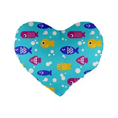 Fish Graphic Seamless Pattern Seamless Pattern Standard 16  Premium Heart Shape Cushions by Ravend