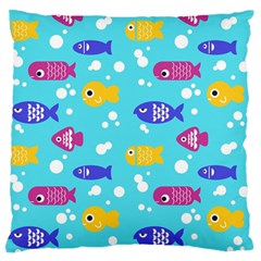 Fish Graphic Seamless Pattern Seamless Pattern Large Premium Plush Fleece Cushion Case (one Side) by Ravend