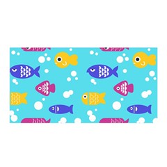 Fish Graphic Seamless Pattern Seamless Pattern Satin Wrap 35  x 70 