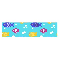 Fish Graphic Seamless Pattern Seamless Pattern Oblong Satin Scarf (16  x 60 )