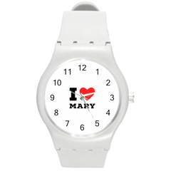 I Love Mary Round Plastic Sport Watch (m) by ilovewhateva