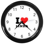 I love Linda  Wall Clock (Black) Front