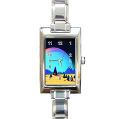 Ai Generated Trees Stars Planets Dreamlike Sun Rectangle Italian Charm Watch by Ravend