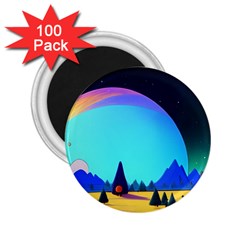 Ai Generated Trees Stars Planets Dreamlike Sun 2 25  Magnets (100 Pack)  by Ravend