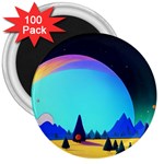 Ai Generated Trees Stars Planets Dreamlike Sun 3  Magnets (100 pack) Front