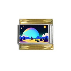 Ai Generated Trees Stars Planets Dreamlike Sun Gold Trim Italian Charm (9mm) by Ravend