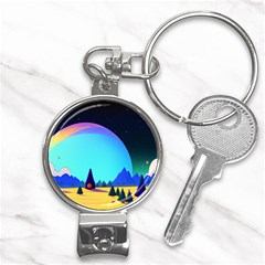 Ai Generated Trees Stars Planets Dreamlike Sun Nail Clippers Key Chain by Ravend