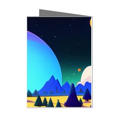 Ai Generated Trees Stars Planets Dreamlike Sun Mini Greeting Cards (pkg Of 8) by Ravend