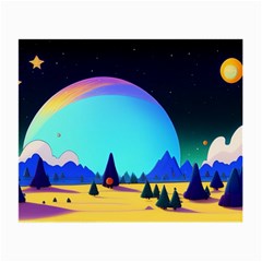 Ai Generated Trees Stars Planets Dreamlike Sun Small Glasses Cloth (2 Sides) by Ravend