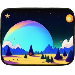 Ai Generated Trees Stars Planets Dreamlike Sun One Side Fleece Blanket (mini) by Ravend