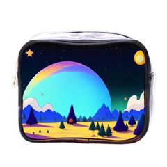 Ai Generated Trees Stars Planets Dreamlike Sun Mini Toiletries Bag (one Side) by Ravend