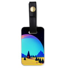 Ai Generated Trees Stars Planets Dreamlike Sun Luggage Tag (one Side) by Ravend