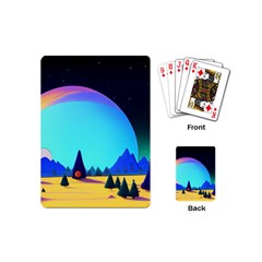 Ai Generated Trees Stars Planets Dreamlike Sun Playing Cards Single Design (mini) by Ravend