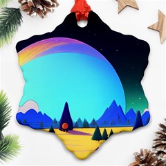 Ai Generated Trees Stars Planets Dreamlike Sun Ornament (snowflake) by Ravend