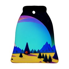 Ai Generated Trees Stars Planets Dreamlike Sun Ornament (bell) by Ravend