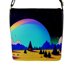 Ai Generated Trees Stars Planets Dreamlike Sun Flap Closure Messenger Bag (l) by Ravend