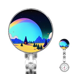 Ai Generated Trees Stars Planets Dreamlike Sun Stainless Steel Nurses Watch by Ravend