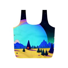 Ai Generated Trees Stars Planets Dreamlike Sun Full Print Recycle Bag (s) by Ravend