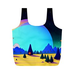 Ai Generated Trees Stars Planets Dreamlike Sun Full Print Recycle Bag (m) by Ravend