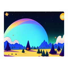 Ai Generated Trees Stars Planets Dreamlike Sun Premium Plush Fleece Blanket (mini) by Ravend