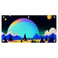 Ai Generated Trees Stars Planets Dreamlike Sun Banner And Sign 6  X 3  by Ravend