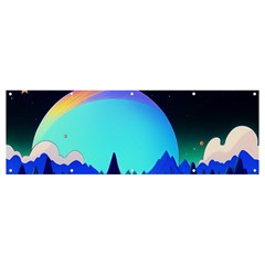 Ai Generated Trees Stars Planets Dreamlike Sun Banner And Sign 12  X 4  by Ravend