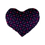 Geometric Pattern Retro Style Background Standard 16  Premium Heart Shape Cushions Back