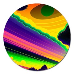 Jupiter Clouds Dan Mumford Stars Yellow Planets Magnet 5  (round) by Ravend