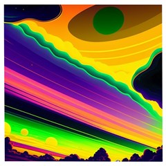 Jupiter Clouds Dan Mumford Stars Yellow Planets Wooden Puzzle Square by Ravend