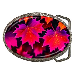 Leaves Purple Autumn Evening Sun Abstract Belt Buckles by Ravend