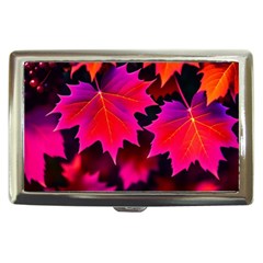 Leaves Purple Autumn Evening Sun Abstract Cigarette Money Case by Ravend