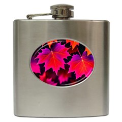 Leaves Purple Autumn Evening Sun Abstract Hip Flask (6 Oz) by Ravend