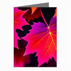 Leaves Purple Autumn Evening Sun Abstract Greeting Cards (pkg Of 8) by Ravend