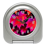 Leaves Purple Autumn Evening Sun Abstract Travel Alarm Clock Front