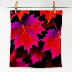 Leaves Purple Autumn Evening Sun Abstract Face Towel by Ravend